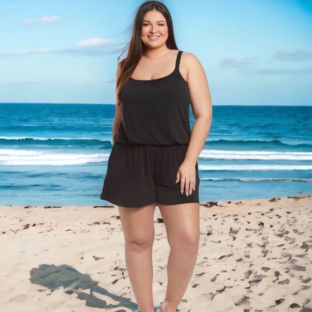 Maxine of Hollywood Plus Size Romper Swimsuit One Piece